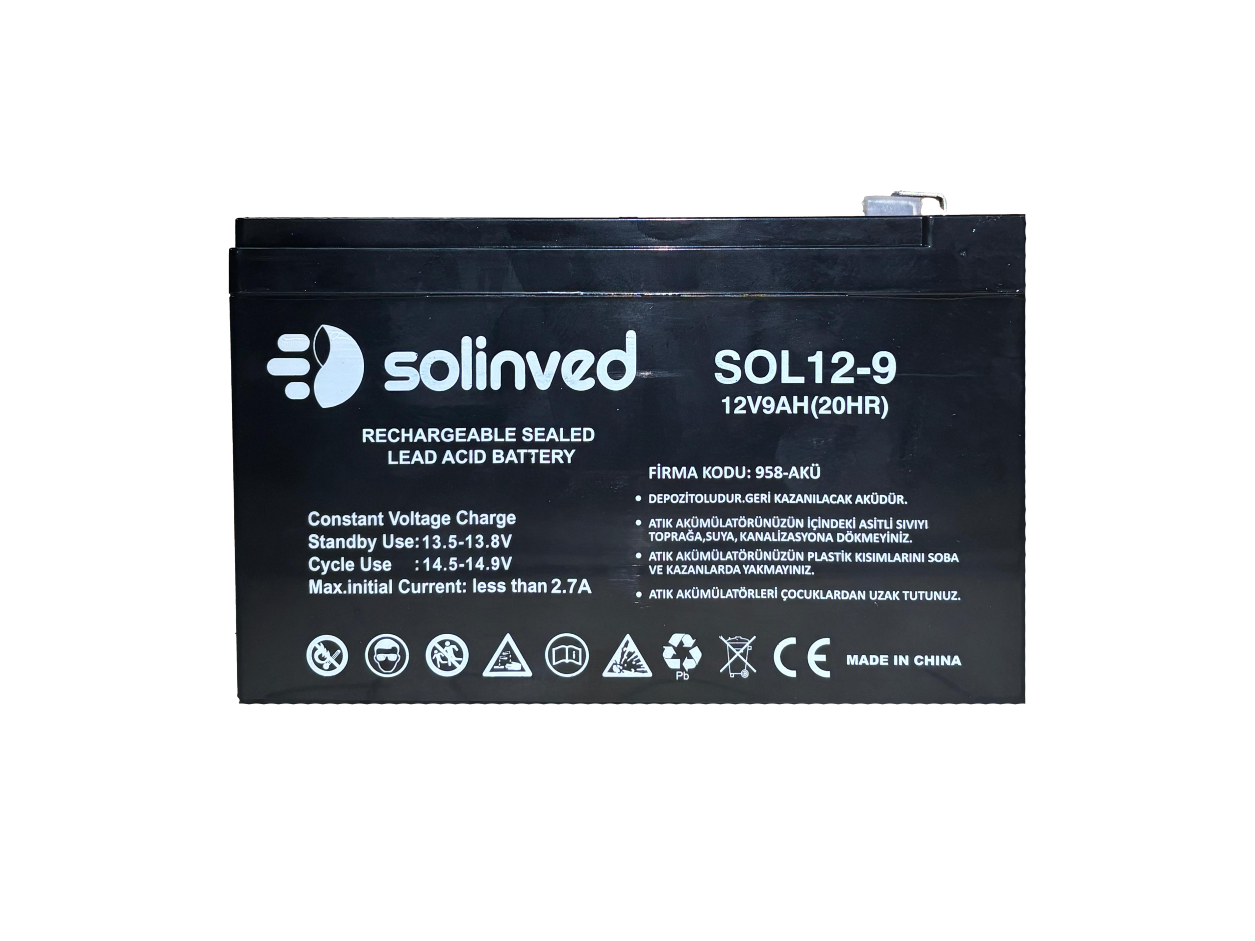 12V 9AH Ups Ve Alarm Aküsü - Solar Gross
